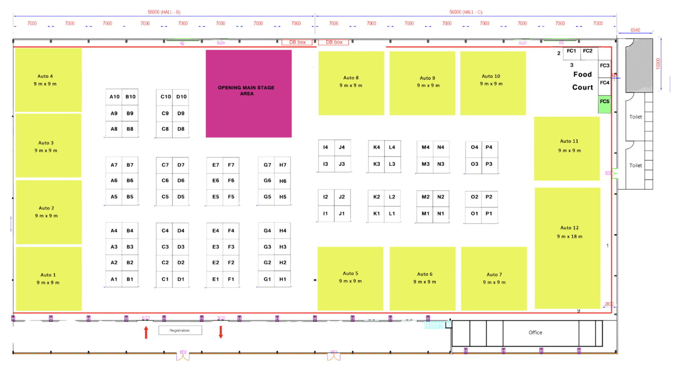 Floor plan layout of Myanmar Auto and Parts Expo 2026 at Yangon Convention Center
